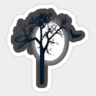 The dark bird and the tree Sticker